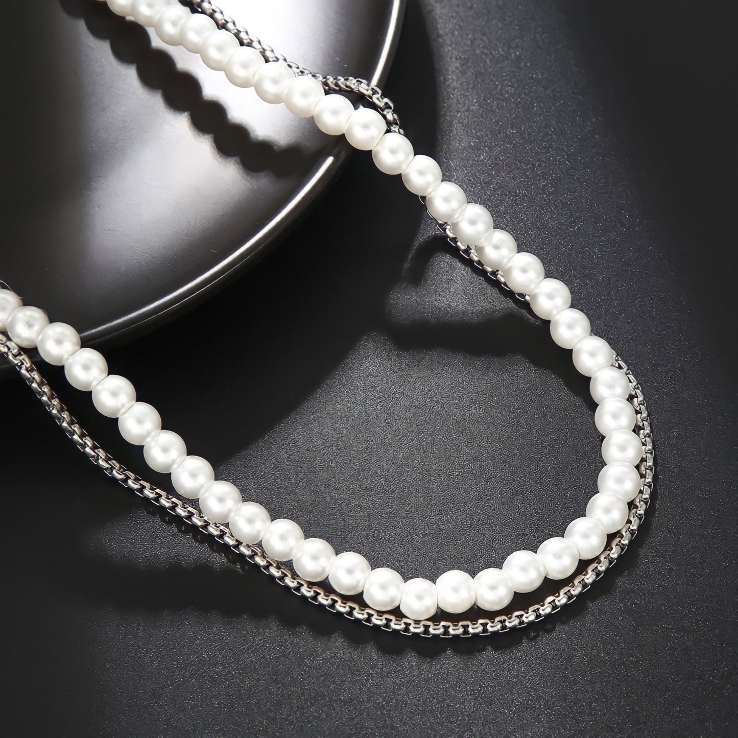 Collar Dúo de Acero y Perlas - El Rincón