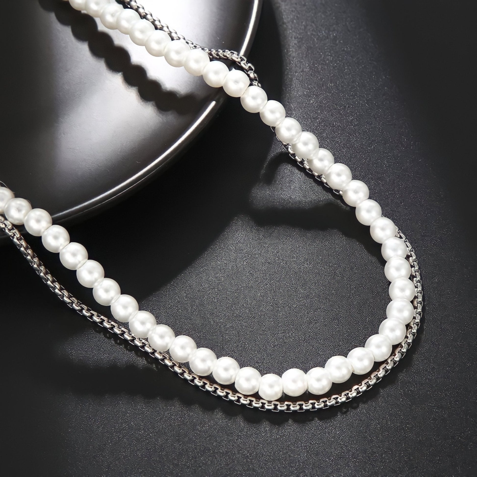 Collar Dúo de Acero y Perlas - El Rincón